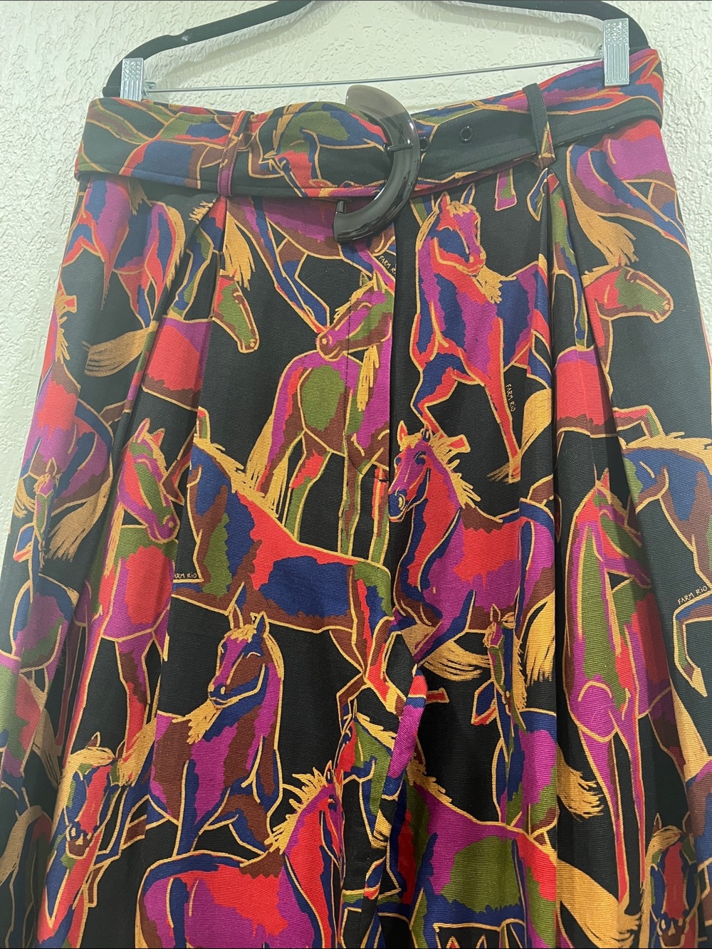 Farm Rio Black Wild Horses Wide Leg Pants size Large - Picture 4 of 16
